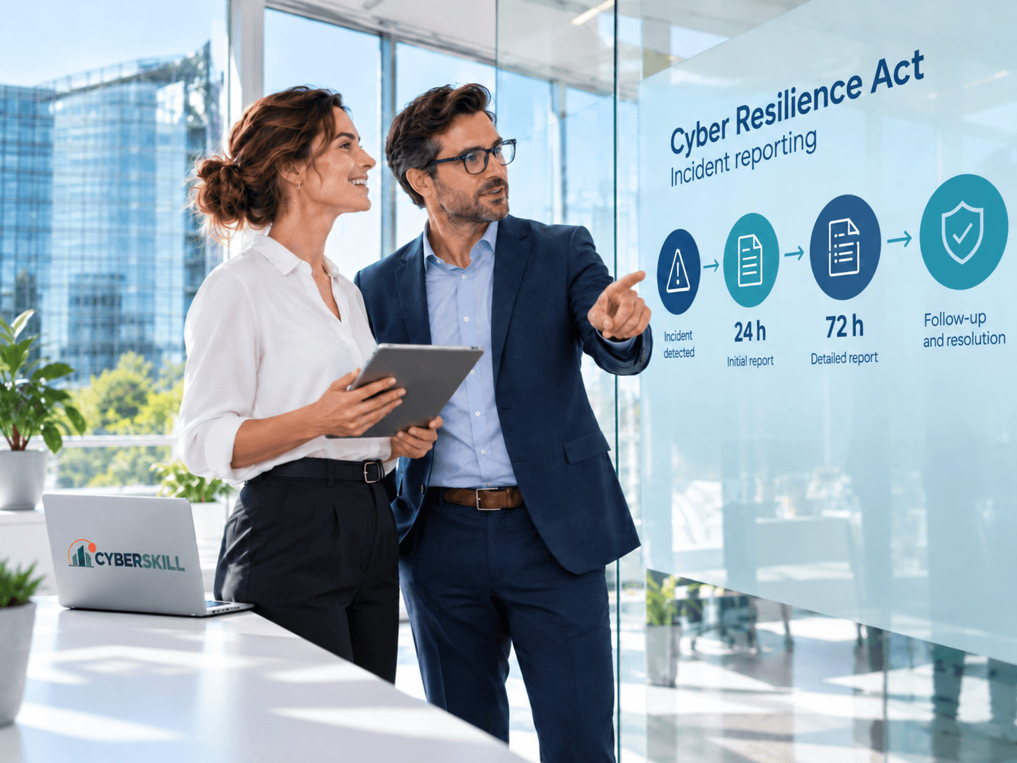 Professionnels analysant les obligations de signalement du Cyber Resilience Act