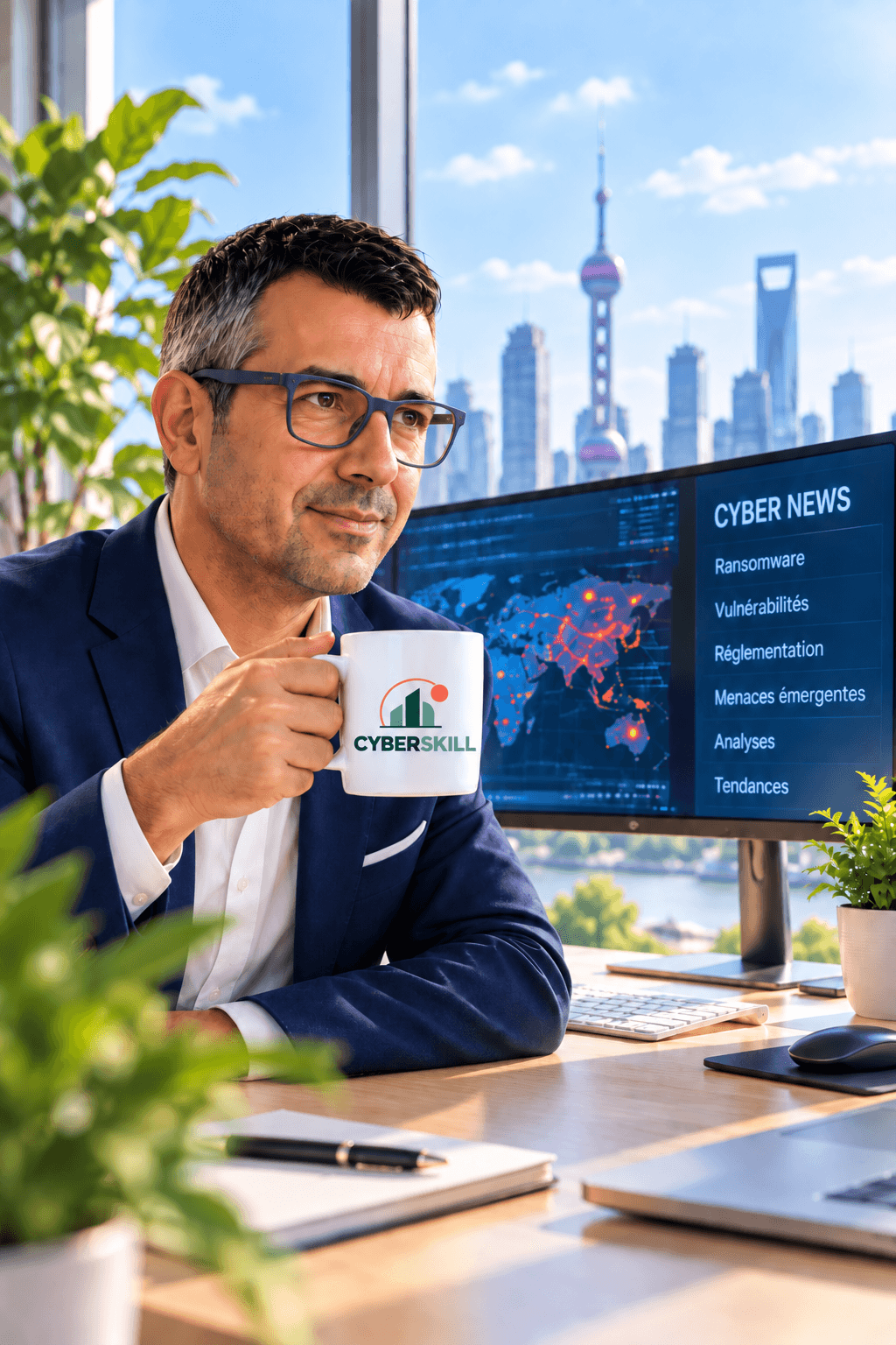 Expert en cybersécurité consultant les actualités et menaces cyber